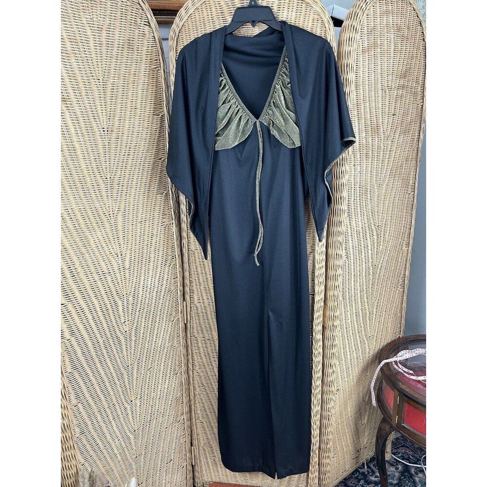 Vintage Dress And Shawl Goth Witch Jack Hartley Miami Black Gold